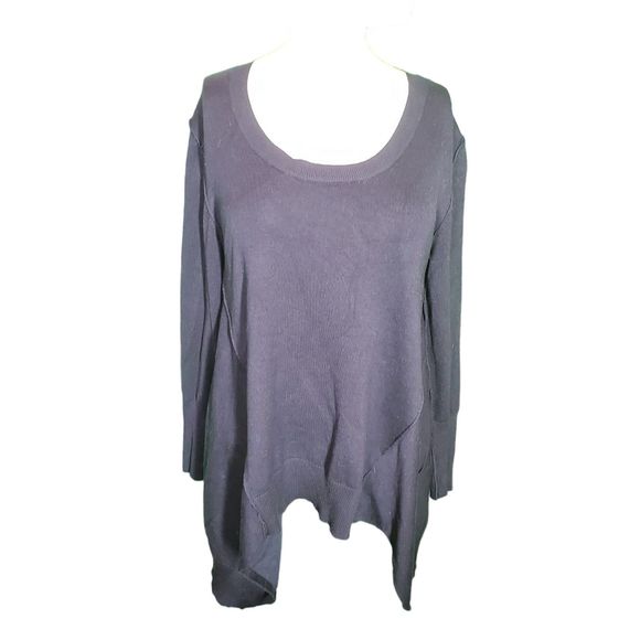 Paper Crane Anthropologie Navy Blue Deconstructed Tunic Sweater Sz L - Picture 1 of 9